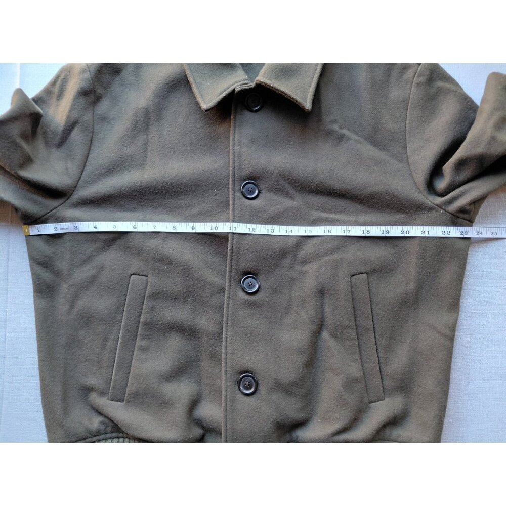 Zara Wool Blend Fleece Bomber Jacket XL Army Green Streetwear Pockets Gorpcore - Picture 11 of 14